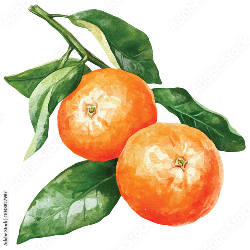 Clementine fruit watercolor clipart illustration