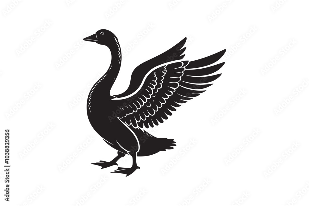 Goose silhouette vector illustration, Goose silhouette bundle Goose silhouette vector illustration, Goose silhouette bundle