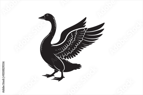 Goose silhouette  vector illustration, Goose silhouette bundle 