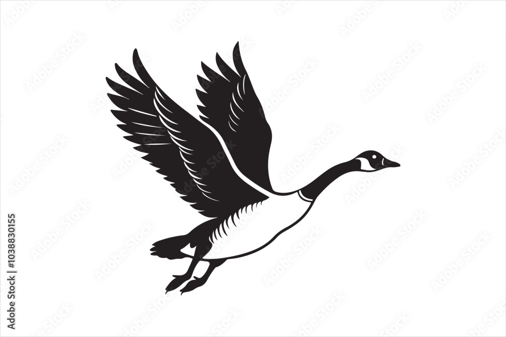 Fototapeta premium Goose silhouette vector illustration, Goose silhouette bundle 