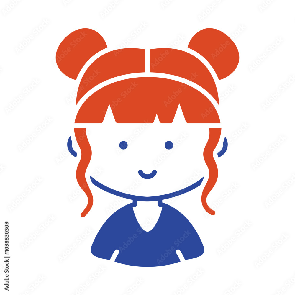 Cute female head with pretty fashion hairdo icon Cute female head with pretty fashion hairdo icon