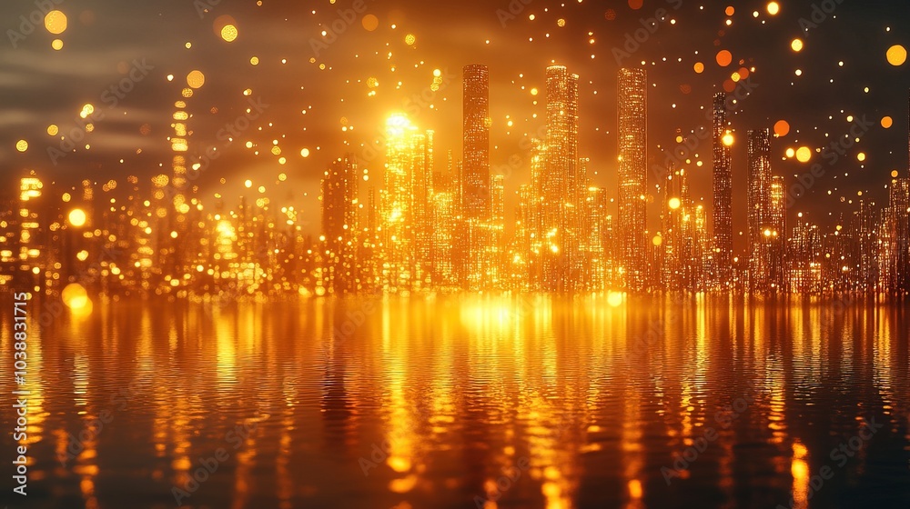 Investment in oil and gold concept, Glowing business concept Investment in oil and gold concept, Glowing business concept