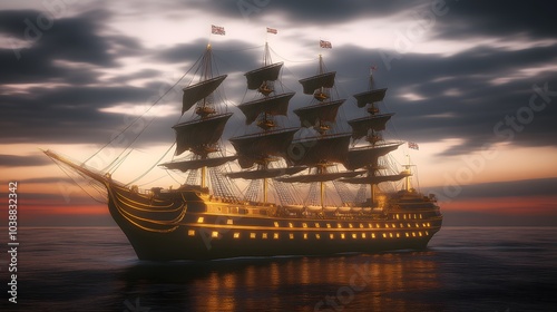 historically accurate image of the British HMS Victory ship during the American revolutionary war period
 photo