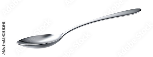 Realistic metal dessert spoon. 3D silver teaspoon isolated on white background.table utensils.vector illustration
