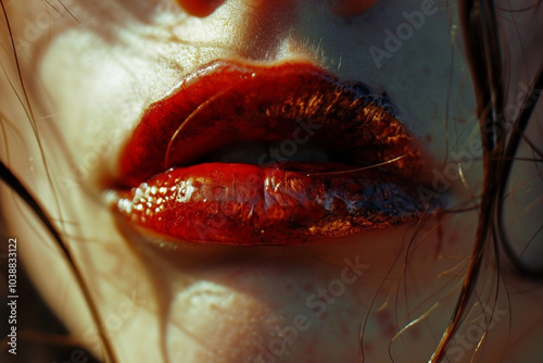 close up of a female lips