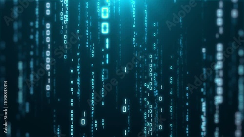 Code digital background with binary code falling looped for technology 