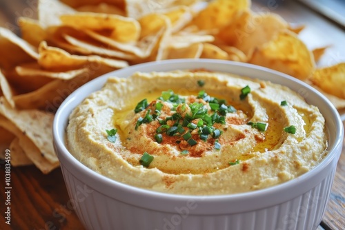 Chickpea dip with tortilla chips