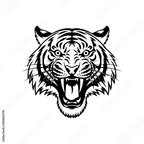 Tiger icon vector black and white concept