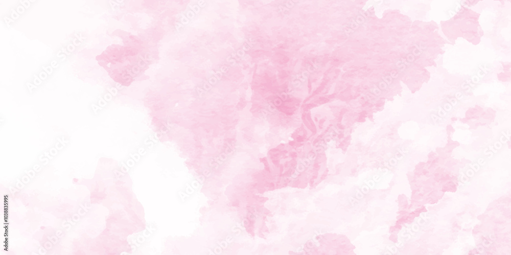 Fototapeta premium Pink watercolor stain on white with a soft transition.Grunge background frame Soft pink watercolor background,poster, banner and cover design. Hand drawn flower illustration for Valentines Day.