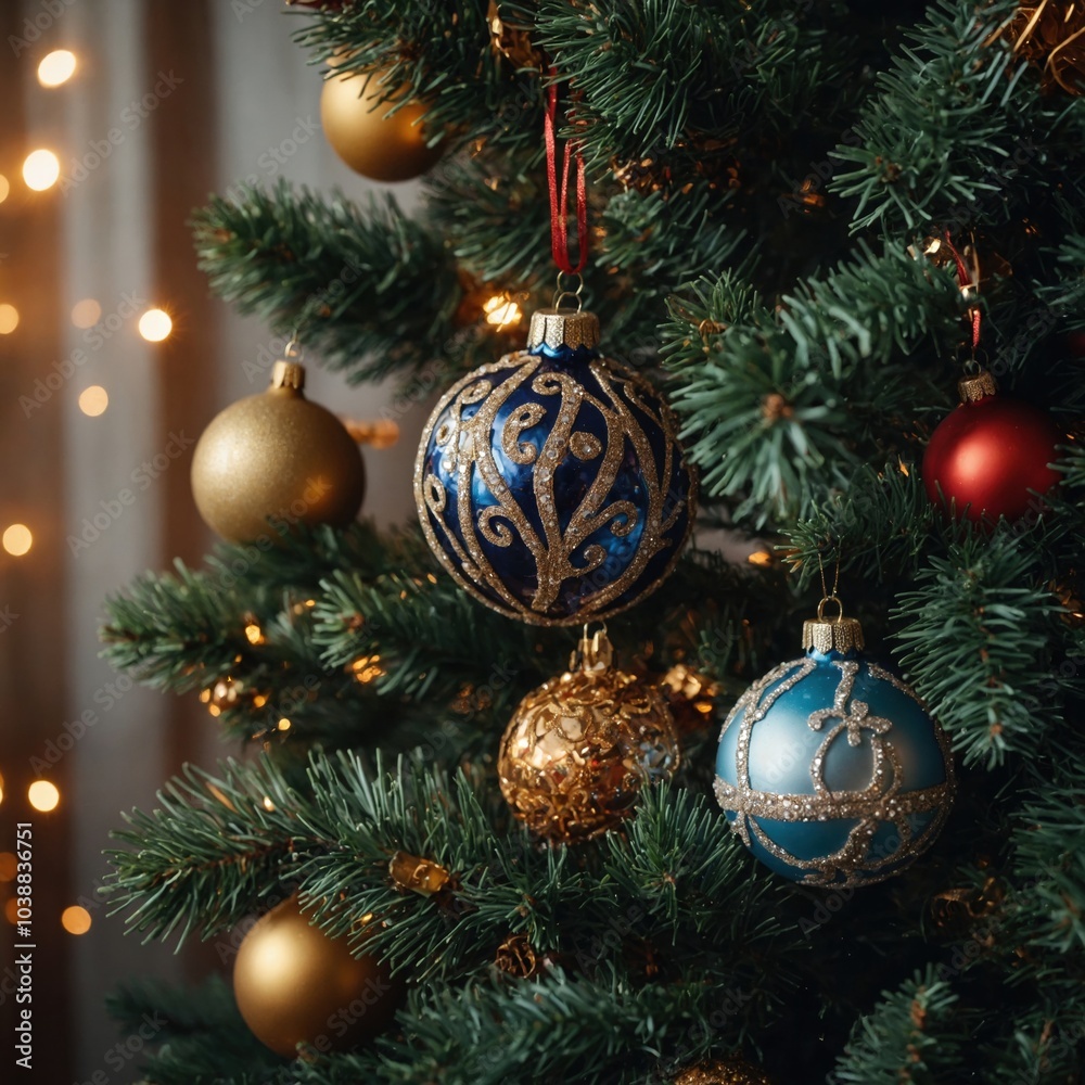 Cheerful ornaments enhance the beauty of the tree Cheerful ornaments enhance the beauty of the tree