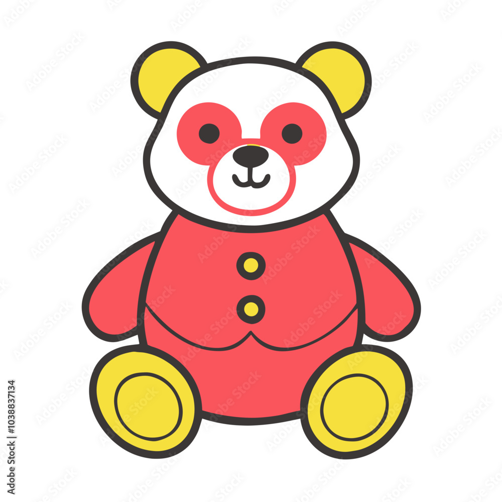 Fototapeta premium Red stuffed panda toy with yellow accents for Lunar New Year celebration