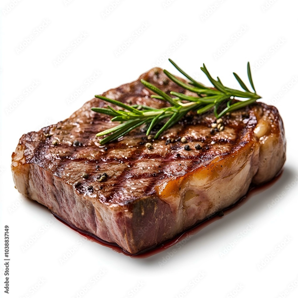 Grilled Ribeye Steak with Bone on White Background, Perfectly Cooked Medium-Rare with Juicy Marbling and Charred Grill Marks. Grilled Ribeye Steak with Bone on White Background, Perfectly Cooked Medium-Rare with Juicy Marbling and Charred Grill Marks.
