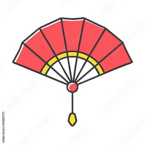 Red and yellow decorative fan for Lunar New Year celebration
