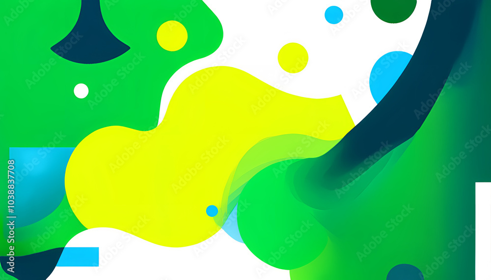 Bright abstract background with green and yellow shapes