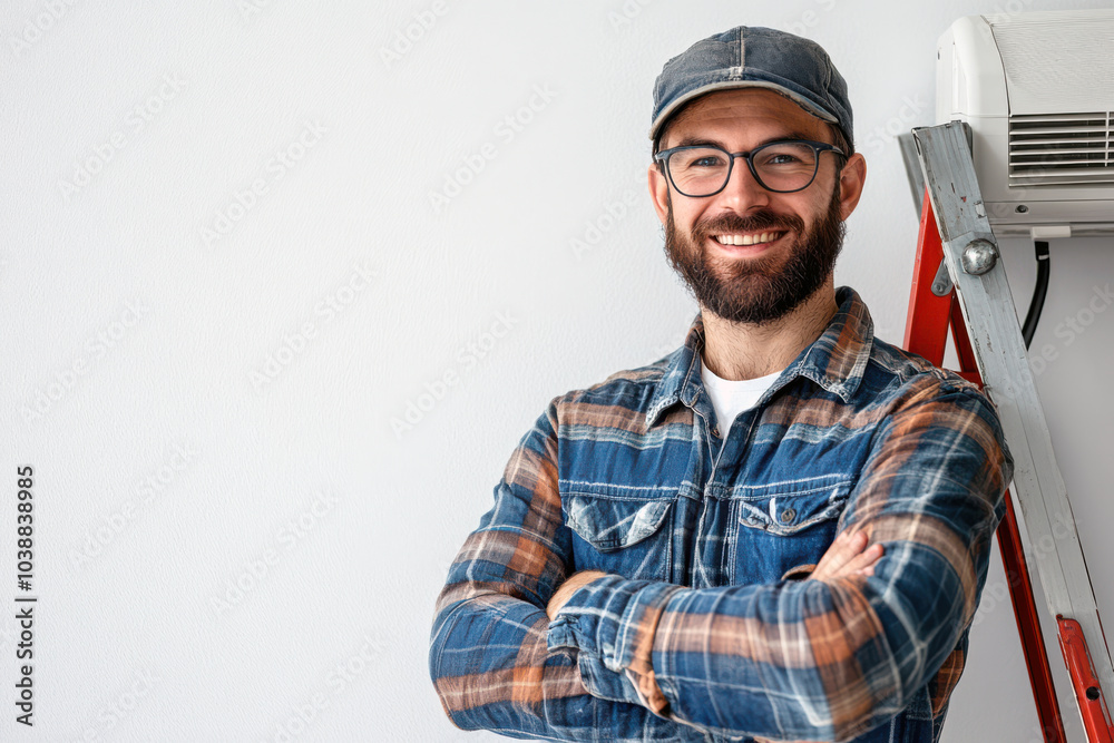 HVAC Technician Cleaning and Inspecting Air Conditioner Unit HVAC Technician Cleaning and Inspecting Air Conditioner Unit