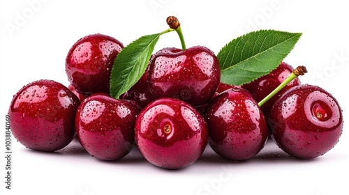 Wallpaper Mural A photostock images of fresh cherries, isolated on white background, High Quality Torontodigital.ca