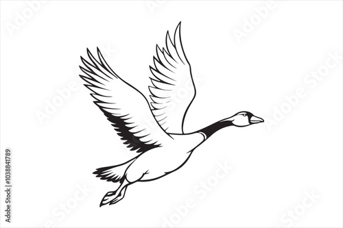 Goose line art vector illustration, Goose Silhouette vector 