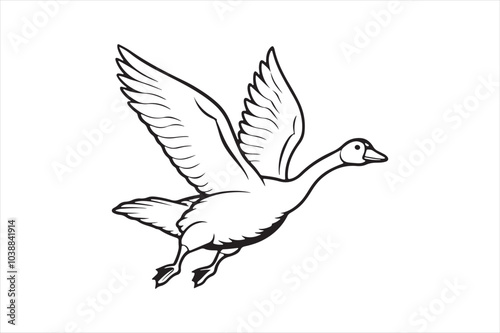 Goose line art vector illustration, Goose Silhouette vector 