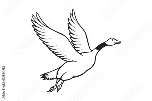 Goose line art vector illustration, Goose Silhouette vector 