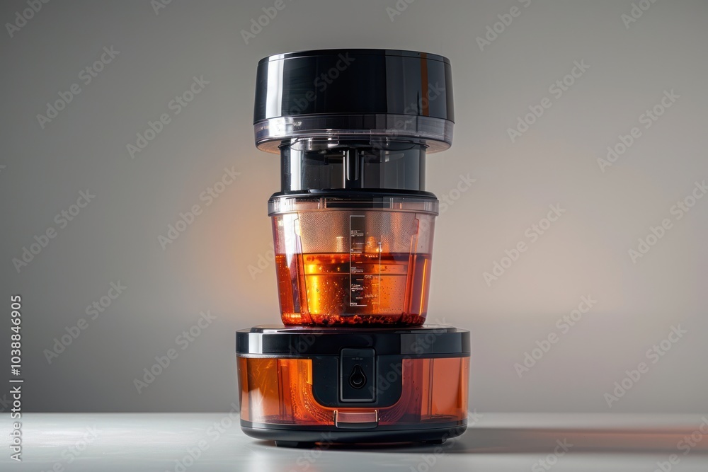 High-speed juicer with large feeding chute isolated on white background High-speed juicer with large feeding chute isolated on white background