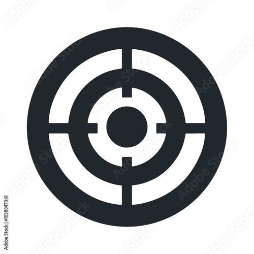 Black and white silhouette style aiming circle shooter target vector icon design