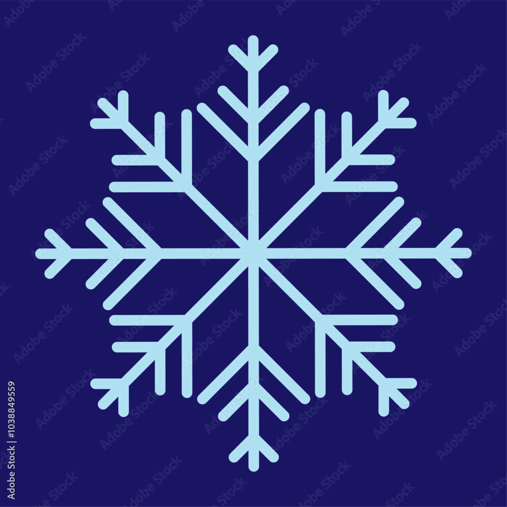 Simple single Snowflake icon sign symbol vector illustration isolated on blue background. Christmas icon. Abstract snow logo frost cold weather. Winter precipitation. Flat blue snowflake symbol EPS 10 Simple single Snowflake icon sign symbol vector illustration isolated on blue background. Christmas icon. Abstract snow logo frost cold weather. Winter precipitation. Flat blue snowflake symbol EPS 10