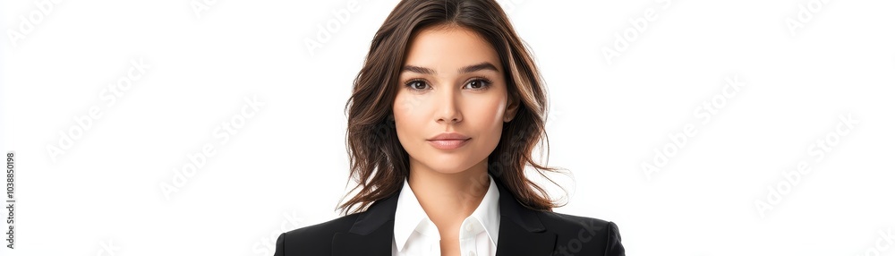 Confident Woman in Black Suit, White Background, Portrait, Woman, Portrait, Professional Confident Woman in Black Suit, White Background, Portrait, Woman, Portrait, Professional