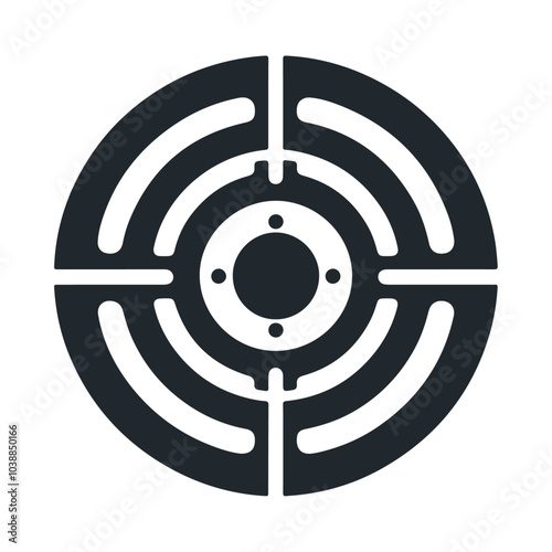 Black and white silhouette style aiming circle shooter target vector icon design