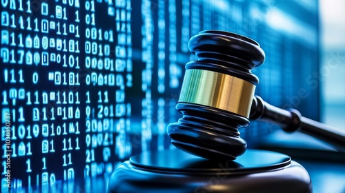 Gavel of Justice in a Digital World, digital law, cybercrime, online justice