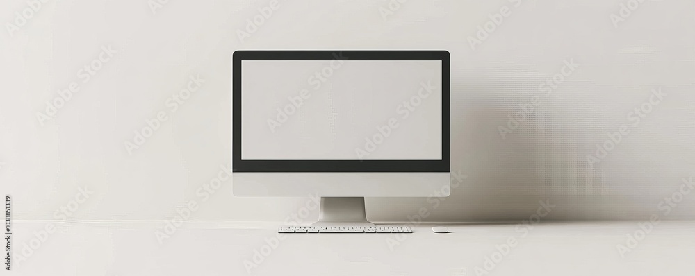 Minimalist White Desktop Computer Mockup, White Background, Design Element, Computer, Mockup, Template Minimalist White Desktop Computer Mockup, White Background, Design Element, Computer, Mockup, Template