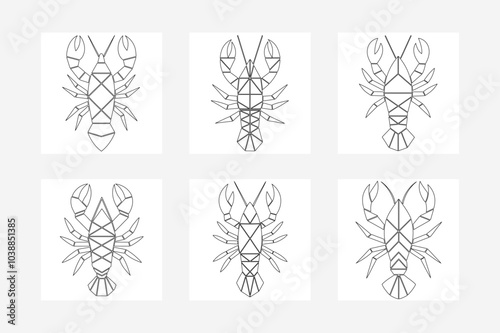 Geometric Lobster Line Art Illustration on White Background | Modern Minimalist Design photo