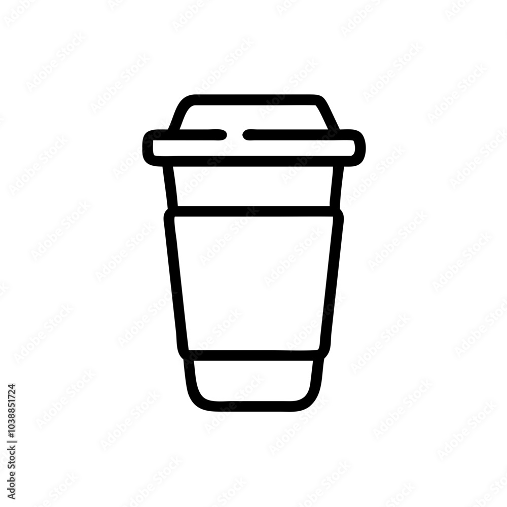 Simple takeaway coffee cup icon, symbolizing coffee breaks, on-the-go energy, and relaxation.
