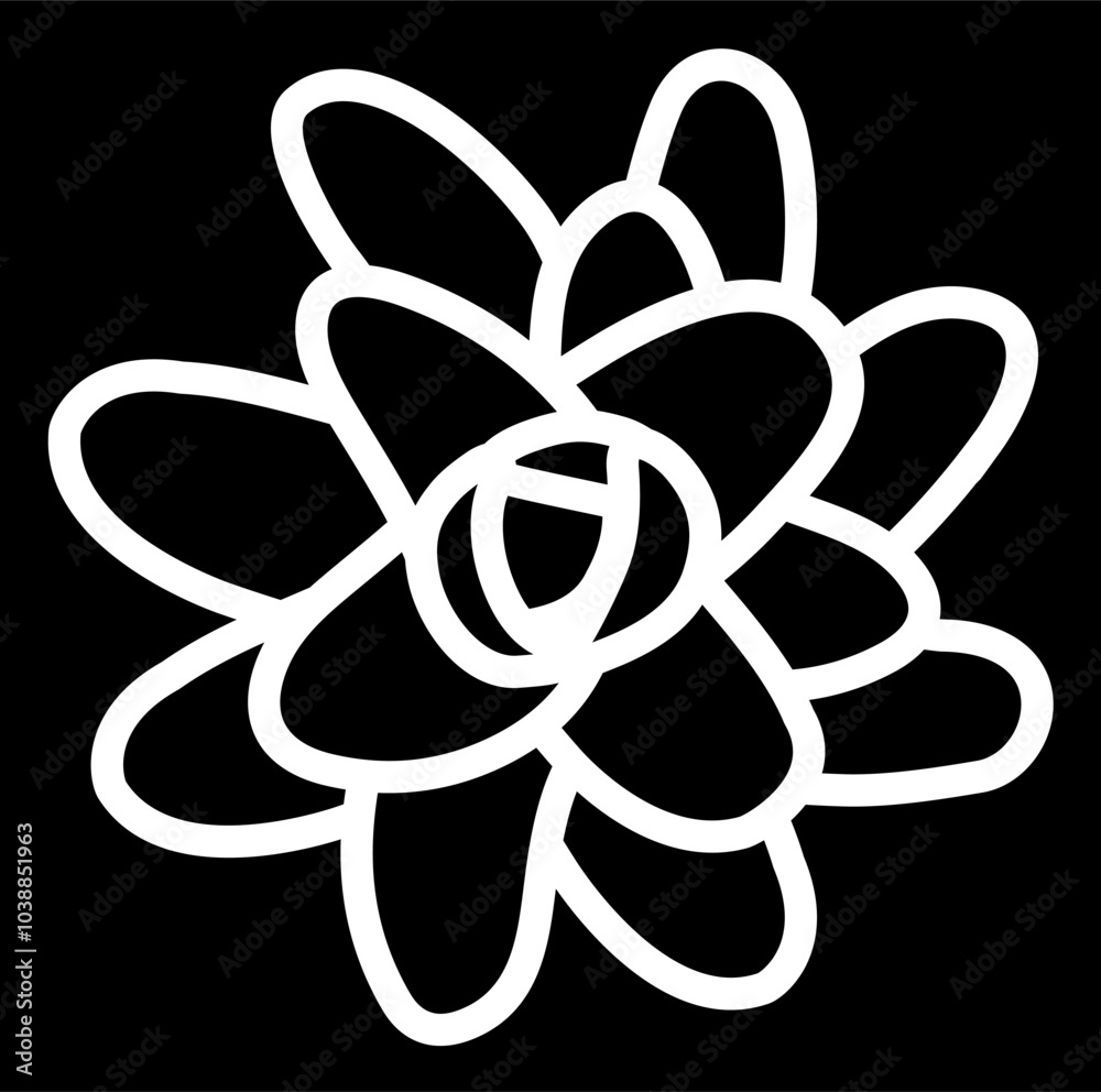 Echeveria laui view from top. Simple style vector illustration or icon. Succulent plant in black and white flat style. Useful for print and design Echeveria laui view from top. Simple style vector illustration or icon. Succulent plant in black and white flat style. Useful for print and design