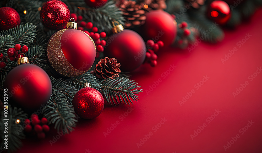 A red background with a bunch of red and gold ornaments. The red background is the main focus of the image A red background with a bunch of red and gold ornaments. The red background is the main focus of the image