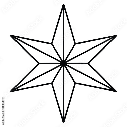 Line Art Christmas Star Elements.