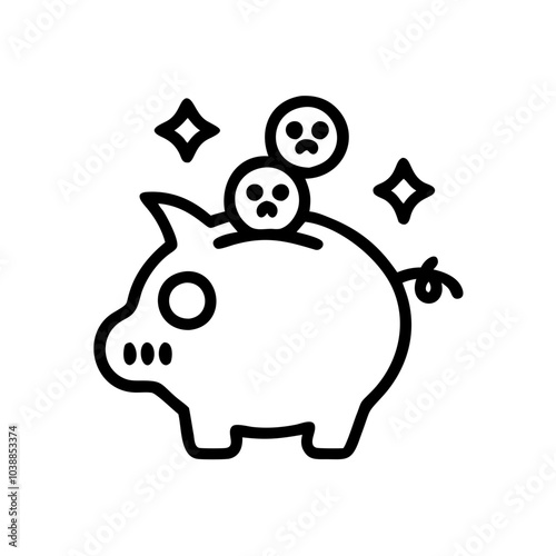 Piggy bank with coins icon