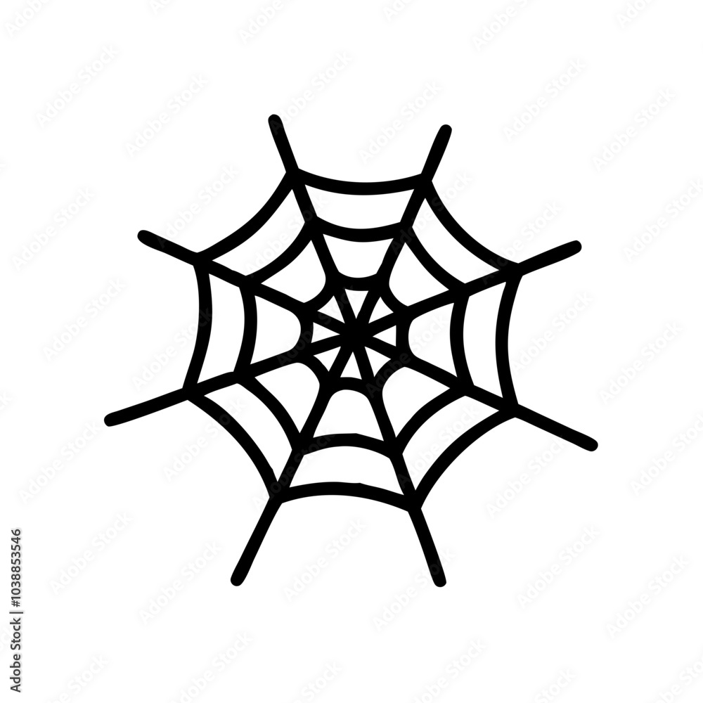 Detailed spider web vector icon. Perfect for Halloween, spooky designs, and horror-themed projects. Great for haunted house visuals and creepy decorations.