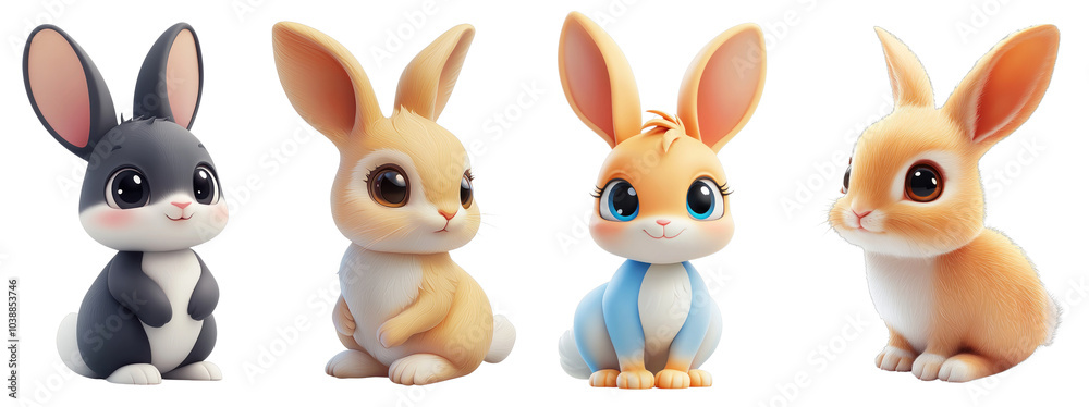 A 3D icon of a curious rabbit, illustrated on a transparent background, emphasizing its long ears and twitching nose. A 3D icon of a curious rabbit, illustrated on a transparent background, emphasizing its long ears and twitching nose.