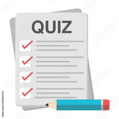 A flat design icon of quiz paper

