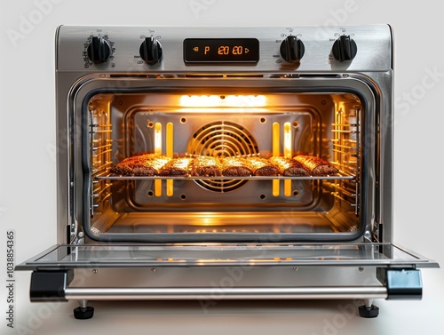 Large capacity digital toaster oven isolated on white background photo