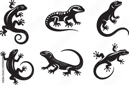 Lizard silhouette vector illustration design and templates
