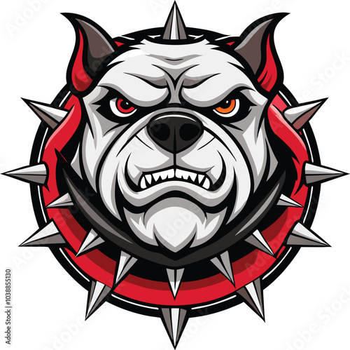 Aggressive Bulldog Mascot with Spiked Collar
