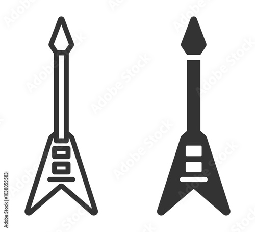 Vector icon of an electric guitar, often used to represent music, rock, or musical instruments in general.