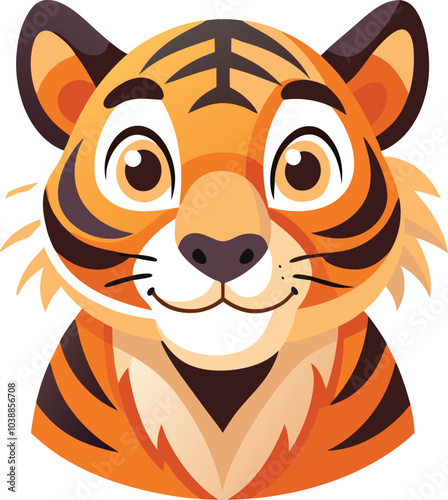 Smiling Cartoon Tiger Illustration With Stripes