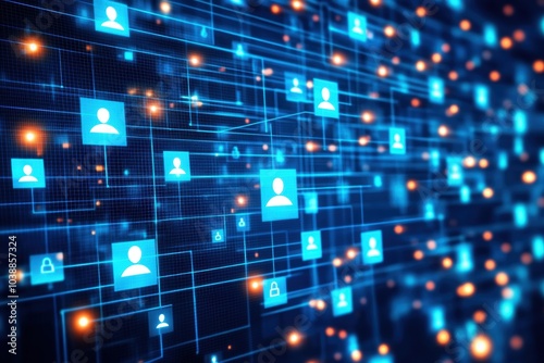 Wallpaper Mural Abstract image of a network of social icons on a dark blue background - Abstract Torontodigital.ca