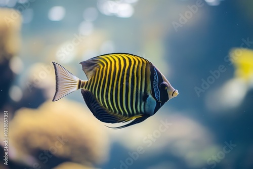 Desjardin s sailfin tang Zebrasoma desjardinii in tropical waters photo