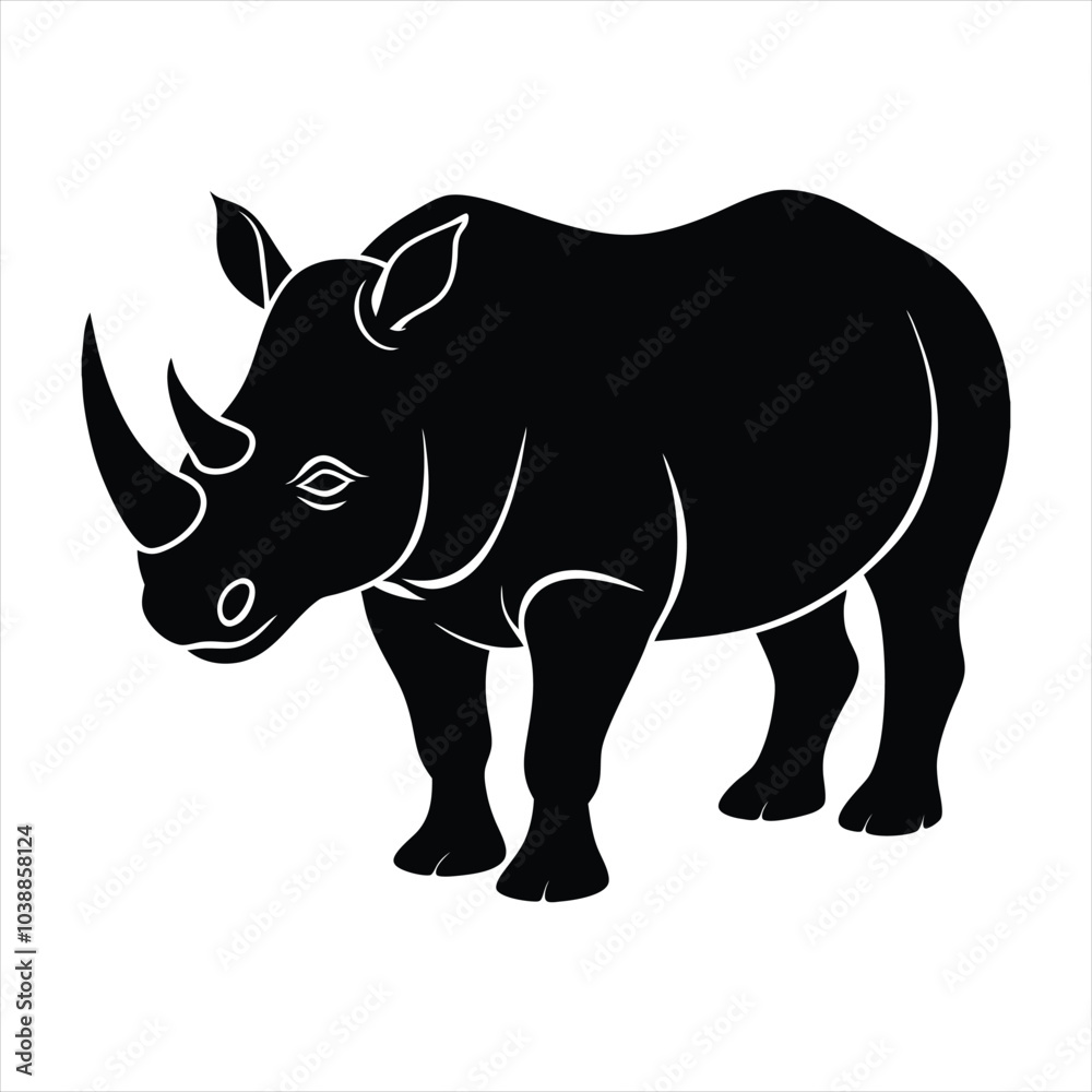 Obraz premium Rhinoceros silhouette vector