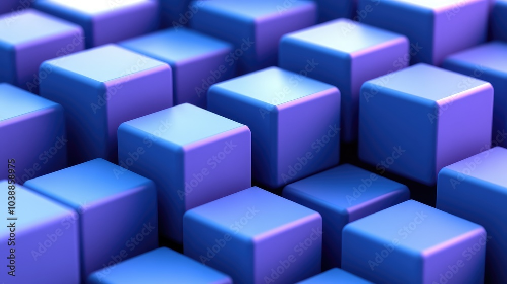 Dynamic pattern of blue cubes in abstract background portrayal Dynamic pattern of blue cubes in abstract background portrayal