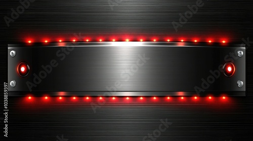 Modern and futuristic design with black and red metallic background and glowing lights