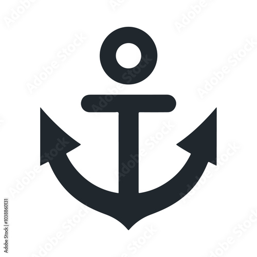 Black silhouette heavy steel anchor vector icon design